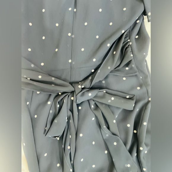 Hobbs London Dark Navy and White Polka Dot Tie Sarah Spot Jumpsuit Size Size 6 - Picture 9 of 13